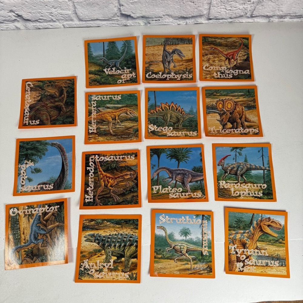 Lot of 15 Vintage 1998 Monopoly Junior Dig N Dino REPLACEMENT DINOSAUR CARDS